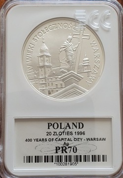 20 zł. IV Wieki Stołecznosci Warszawy 1996Gcn pr70