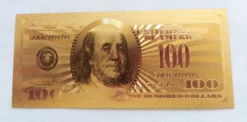 Banknot złoty 24k GOLD 100 dolarów USA 1999 rok