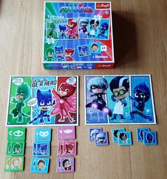 2 x puzzle + gra memory Pjmasks Pidżamersi