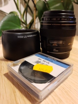 Obiektyw Canon EF 85mm 1.8 + filtr polaryzacyjny