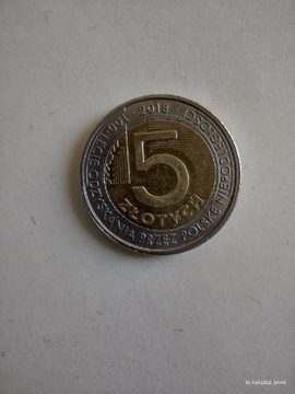 Moneta 5złl 100-lecie odzyskania niepodległości 