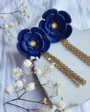Kolczyki kwiaty kobaltowe