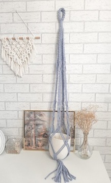 Wiszący kwietnik boho żółty makrama handmade