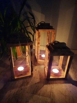 Lampion drewniany 3 szt. Handmade