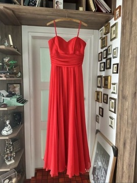 (91) Suknia sukienka czerwona długa z gorsetem