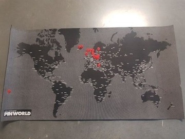 Mapa świata na ścianę - z pinezkami, filcowa Pin W
