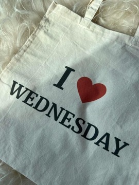 torba tote bag i love Wednesday heart serce