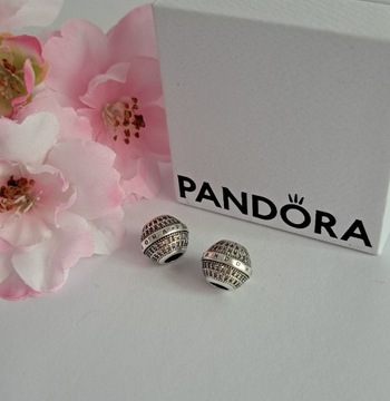 Pandora charms Logo i cyrkonie Pave