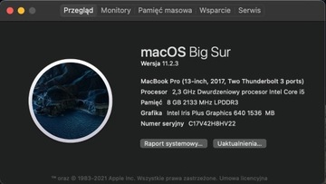 MacBook Pro 13,3" 2017r. 128GB/8GB