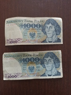 2 banknoty nominał 1000zl z 1982 roku Kopernik