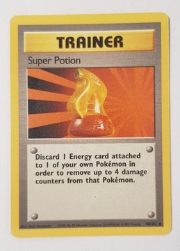 Karta Pokemon Trainer Super Potion base set ładna