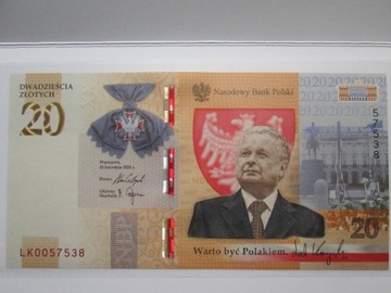 Banknot 20złotych 2021r. Lech Kaczyński