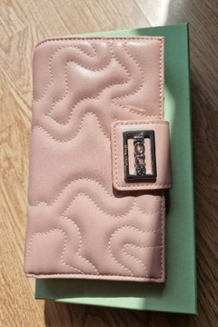 Pudrowy różowy portfel Tous skórzany duży 