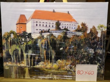 olej na płótnie 80x60 zamek królewski Sandomierz