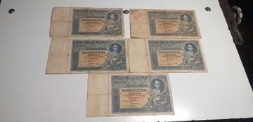 Zestaw 5 sztuk banknotów Polskich 20 zł 1931 r