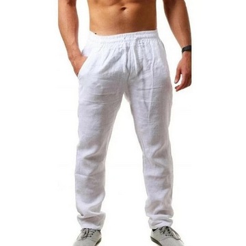 Męskie bawełniane lniane spodnie XL oddychające 3 pary