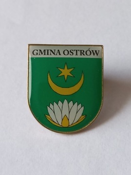 Herb gmina Ostrów przypinka pin odznaka wpinka
