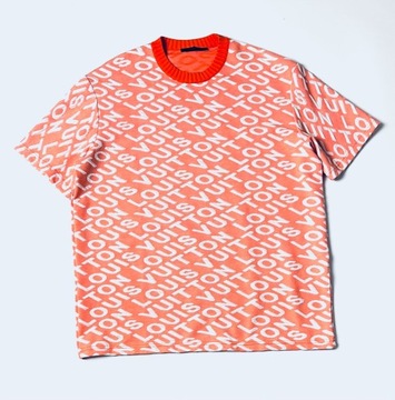 Louis V gruba gramatura t shirt pomarańczowy Overs