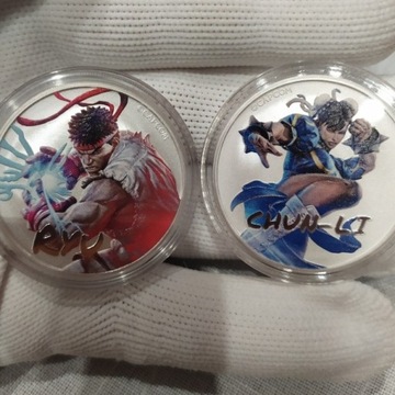 Monety srebrne Street fighter Ryu i Chun Li 2x1oz