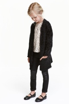 H&M sweter kardigan włochaty czarny NOWY 110/116
