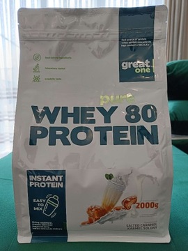 Białko Great One Pure Whey 80 Protein 2000g 2kg koncentrat WPC słony karmel
