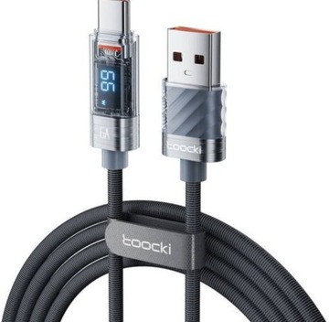 Kabel  USB-C Toocki aluminium, 1 metr, miernik mocy LED