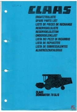 Katalog części kombajn claas Dominator 78