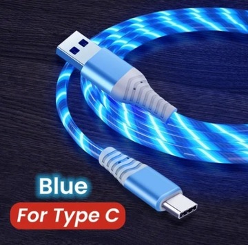 Szybki kabel ładujący świecący Micro USB C 