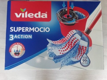 Wiadro i mop paskowy Vileda SuperMocio 3 Action Velour Zestaw