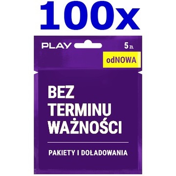 100x starter Play odnowa 5 zł na kartę karta sim