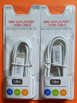 Mini DP displayport HDMI 1,8 m przewód kabel