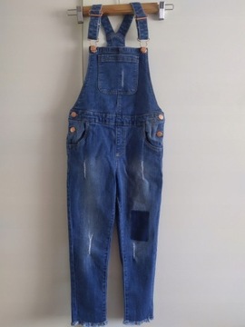 DENIM CO spodnie jeansy ogrodniczki dziury 6-7 122
