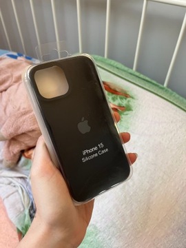 Case iPhone 15 etui silikonowe logo apple czarne