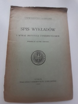 Uniwersytet Lubelski. Spis wykładów...