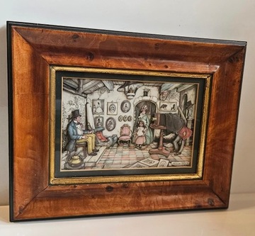 ANTON PIECK Stary obrazek 3D drewniana ramka 