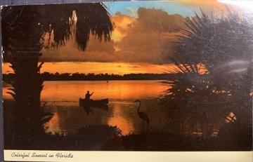 Pocztówka Zachód Słońca Jezioro Floryda USA 