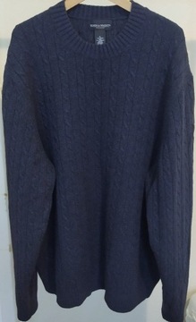 Sweter męski wełna merino+kaszmir warkocze XL