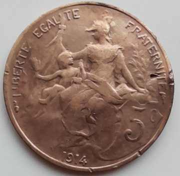 Francja 5 centymów, 1914