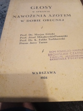 Głosy w sprawie nawożenia azotem w dobie 1934