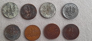 Zestaw monet 2 grosze z roczników 1923-1939
