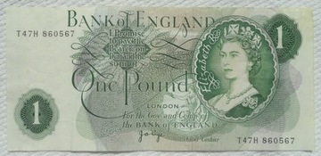 UK Anglia 1 funt pound J. B. Page 1970-1978 Ładny