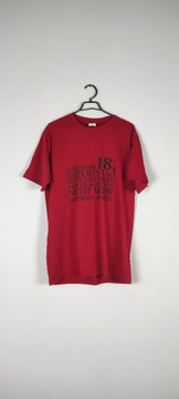 T-shirt czerwony męski z napisem nadrukiem M port 