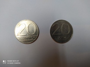 Moneta PRL 20 złotych 2 szt rok 1989 POSZUKIWANA