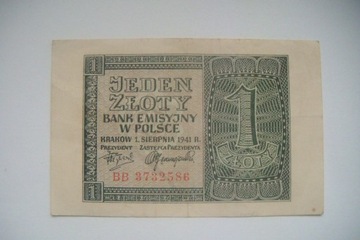POLSKA Banknot 1 zł. 1941 r. 