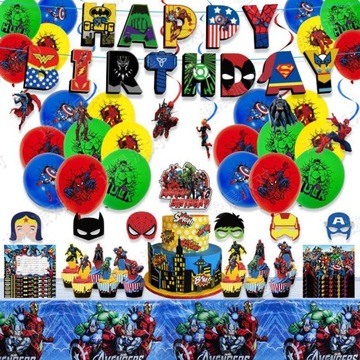 Marvel Avengers Zestaw Urodziny Balony BanerTopper