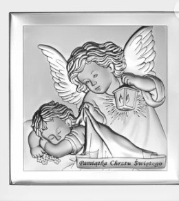 Obrazek srebrny na pamiątkę Chrztu Świetego/Anioł 