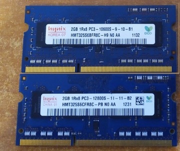 PAMIĘĆ RAM LAPTOP HYNIX DDR3 12800S 2X2GB 4GB