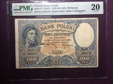 100 złotych 1919 PMG 20