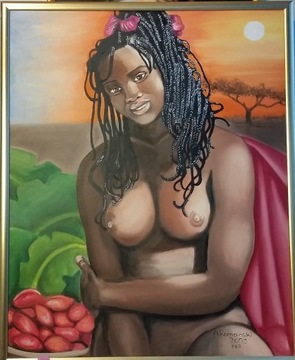 Obraz olejny "Sprzedająca mango"