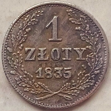 Stara Moneta Polska Kraków 1 Złoty zł 1835 rok r. 
